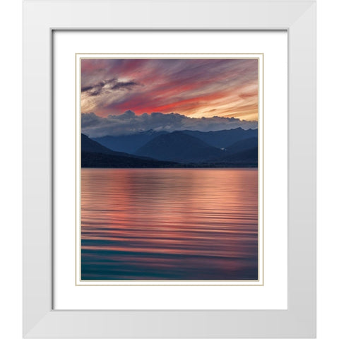 Salish Sea Sunset White Modern Wood Framed Art Print with Double Matting by Mahan, Kathy