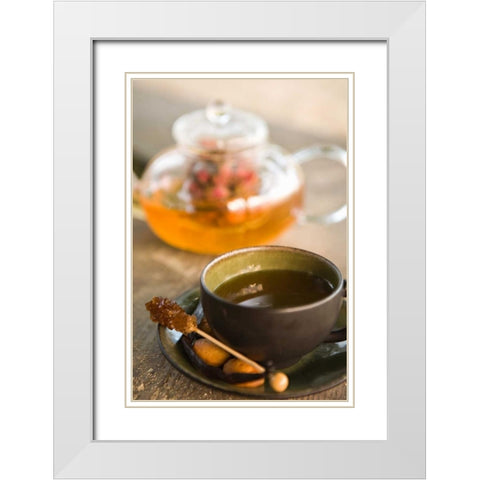 Tea Time White Modern Wood Framed Art Print with Double Matting by Millet, Karyn
