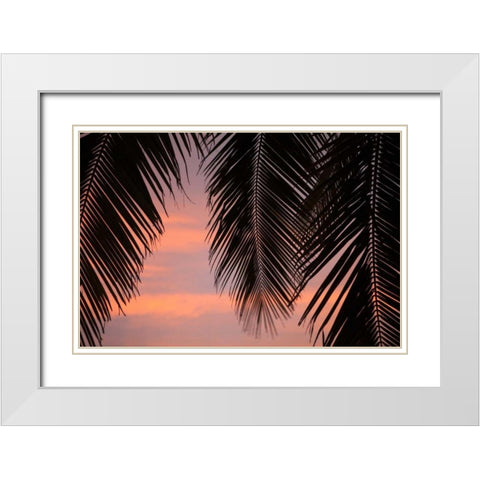 Palms at Sunset White Modern Wood Framed Art Print with Double Matting by Millet, Karyn