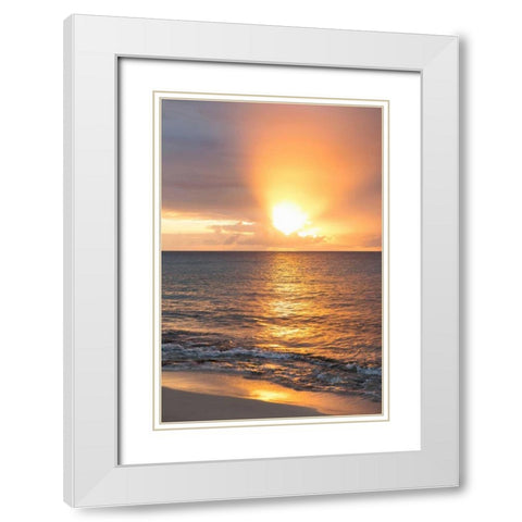 Island Sunset III White Modern Wood Framed Art Print with Double Matting by Millet, Karyn