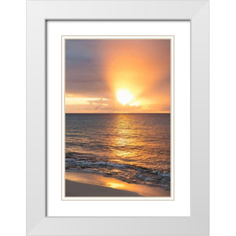 Island Sunset III White Modern Wood Framed Art Print with Double Matting by Millet, Karyn
