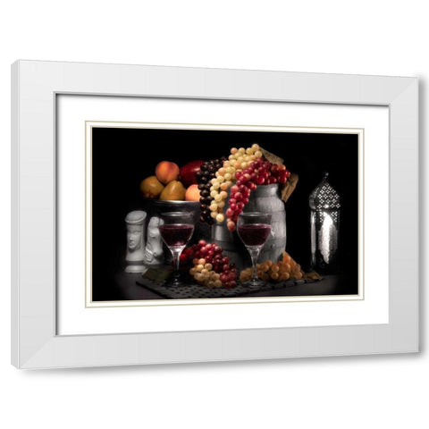 Wine and Fruit White Modern Wood Framed Art Print with Double Matting by McNemar, C. Thomas