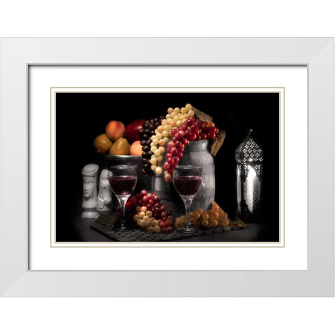 Wine and Fruit White Modern Wood Framed Art Print with Double Matting by McNemar, C. Thomas