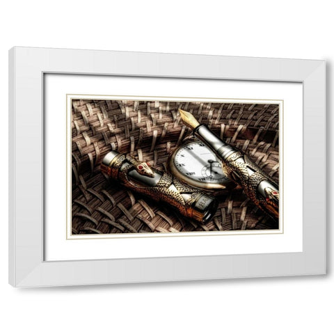 Fountain Pen Still Life White Modern Wood Framed Art Print with Double Matting by McNemar, C. Thomas