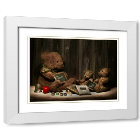 Teddybear School White Modern Wood Framed Art Print with Double Matting by McNemar, C. Thomas