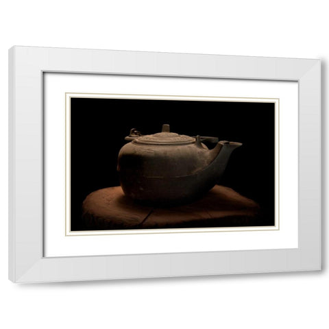 Cast Iron Tea Kettle White Modern Wood Framed Art Print with Double Matting by McNemar, C. Thomas