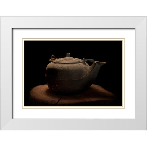 Cast Iron Tea Kettle White Modern Wood Framed Art Print with Double Matting by McNemar, C. Thomas