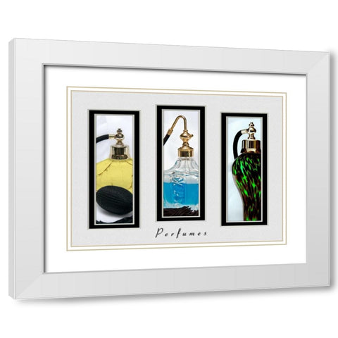 Perfume Triptych III White Modern Wood Framed Art Print with Double Matting by McNemar, C. Thomas