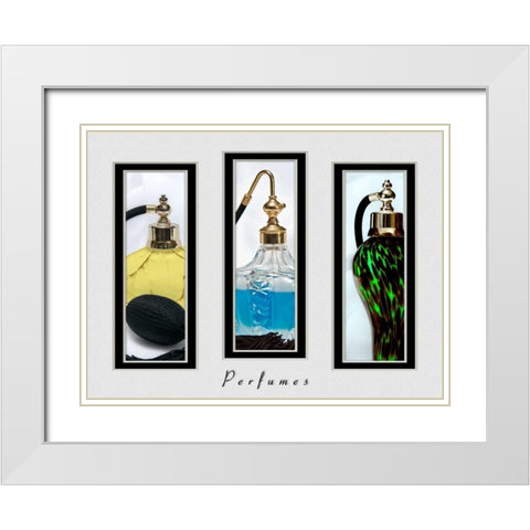 Perfume Triptych III White Modern Wood Framed Art Print with Double Matting by McNemar, C. Thomas