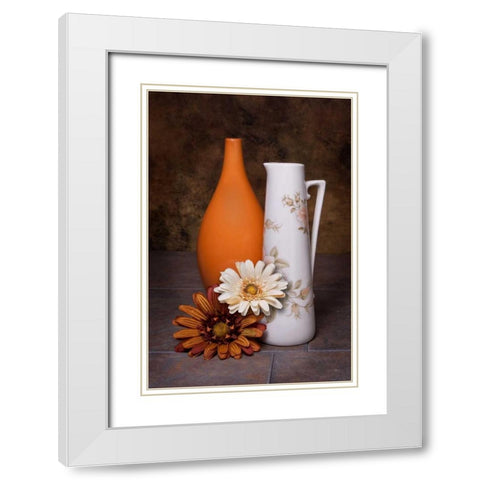 Orange Vase with Pitcher II White Modern Wood Framed Art Print with Double Matting by McNemar, C. Thomas