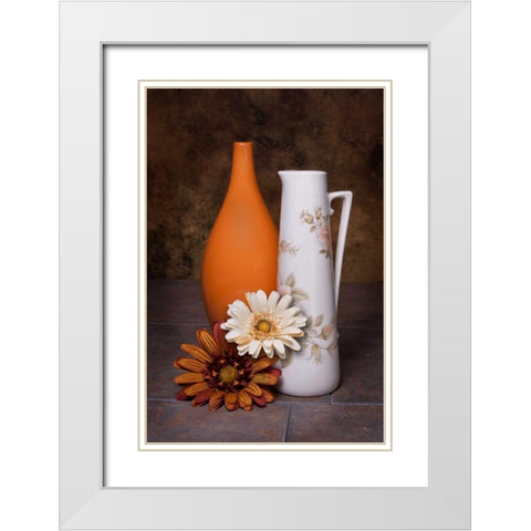 Orange Vase with Pitcher II White Modern Wood Framed Art Print with Double Matting by McNemar, C. Thomas