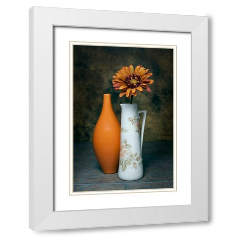 Orange Vase with Pitcher III White Modern Wood Framed Art Print with Double Matting by McNemar, C. Thomas