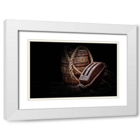 Antique Pulley and Barrel White Modern Wood Framed Art Print with Double Matting by McNemar, C. Thomas