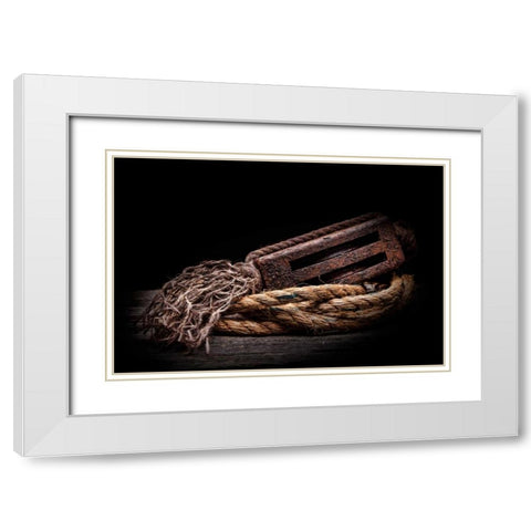 Antique Pulley White Modern Wood Framed Art Print with Double Matting by McNemar, C. Thomas