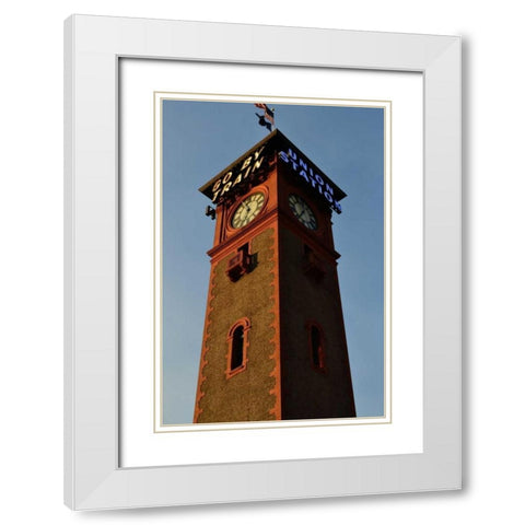 Clock Tower White Modern Wood Framed Art Print with Double Matting by Moore, Brian