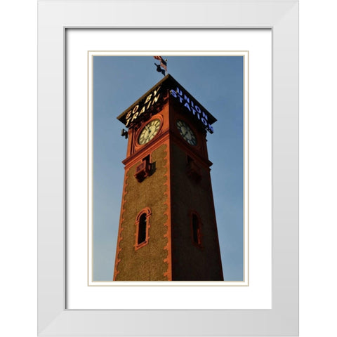 Clock Tower White Modern Wood Framed Art Print with Double Matting by Moore, Brian