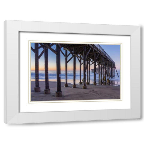 San Simeon Pier II White Modern Wood Framed Art Print with Double Matting by Peterson, Lee