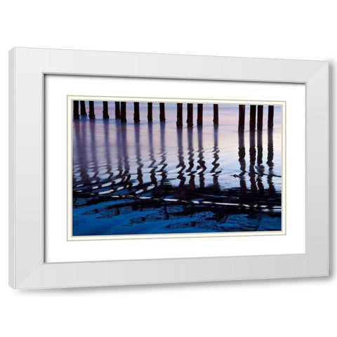 Cayucos Night White Modern Wood Framed Art Print with Double Matting by Peterson, Lee