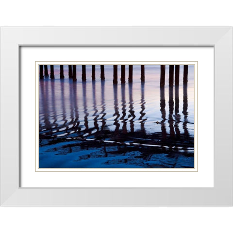 Cayucos Night White Modern Wood Framed Art Print with Double Matting by Peterson, Lee