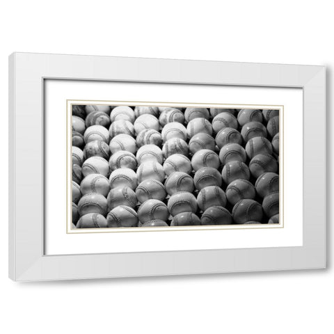 Baseballs I White Modern Wood Framed Art Print with Double Matting by Putman, Tammy