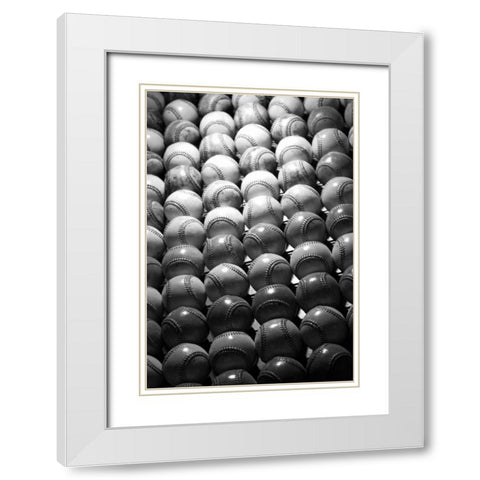 Baseballs II White Modern Wood Framed Art Print with Double Matting by Putman, Tammy