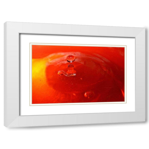 Red Drink Drop III White Modern Wood Framed Art Print with Double Matting by Putman, Tammy