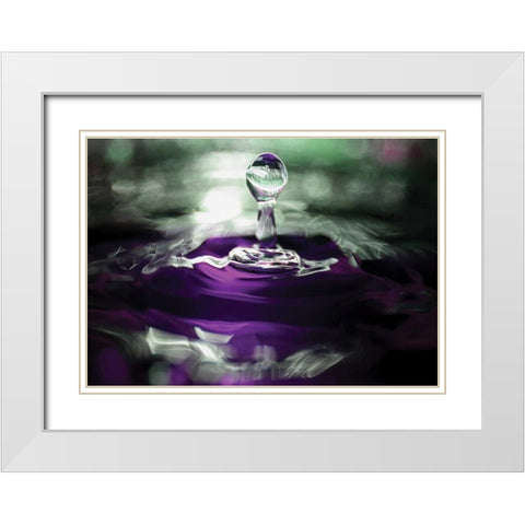Grape Drink Drop II White Modern Wood Framed Art Print with Double Matting by Putman, Tammy