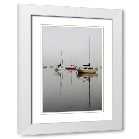 Red Sailboat I White Modern Wood Framed Art Print with Double Matting by Putman, Tammy