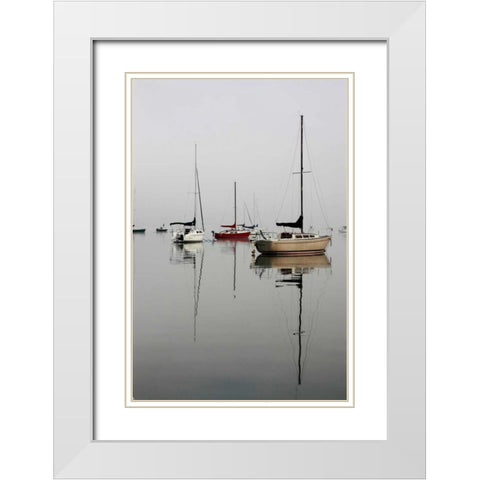 Red Sailboat I White Modern Wood Framed Art Print with Double Matting by Putman, Tammy
