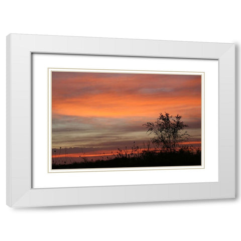 Peaceful Sunset White Modern Wood Framed Art Print with Double Matting by Putman, Tammy