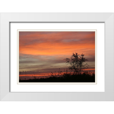 Peaceful Sunset White Modern Wood Framed Art Print with Double Matting by Putman, Tammy