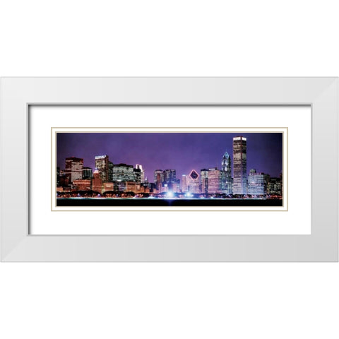 Chicago Skyline I White Modern Wood Framed Art Print with Double Matting by Stefko, Bob