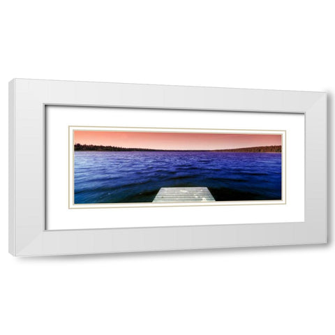 Serene Dock Sunrise III White Modern Wood Framed Art Print with Double Matting by Stefko, Bob