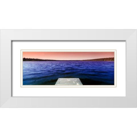 Serene Dock Sunrise III White Modern Wood Framed Art Print with Double Matting by Stefko, Bob