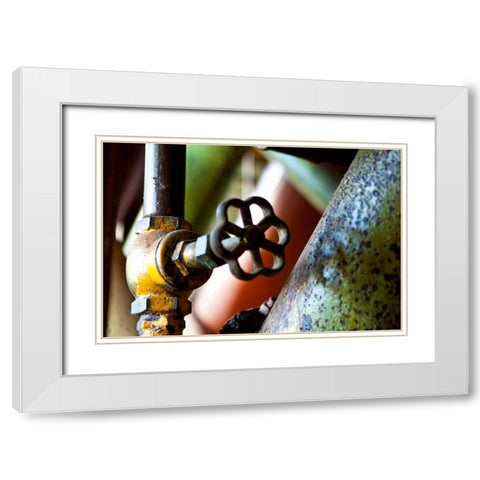 Pipe and Valve White Modern Wood Framed Art Print with Double Matting by Styber, Dana