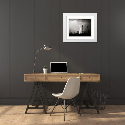 Electric Desert II - BW White Modern Wood Framed Art Print with Double Matting by Taylor, Douglas