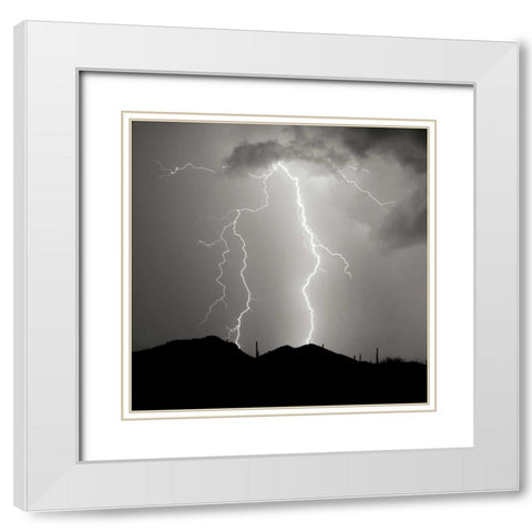 Summer Lightning I - BW White Modern Wood Framed Art Print with Double Matting by Taylor, Douglas