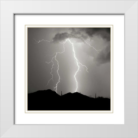 Summer Lightning I - BW White Modern Wood Framed Art Print with Double Matting by Taylor, Douglas