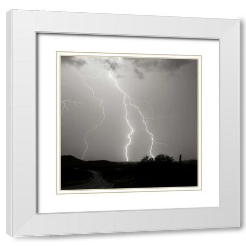 Summer Lightning II - BW White Modern Wood Framed Art Print with Double Matting by Taylor, Douglas