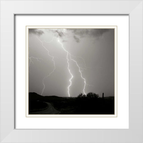 Summer Lightning II - BW White Modern Wood Framed Art Print with Double Matting by Taylor, Douglas