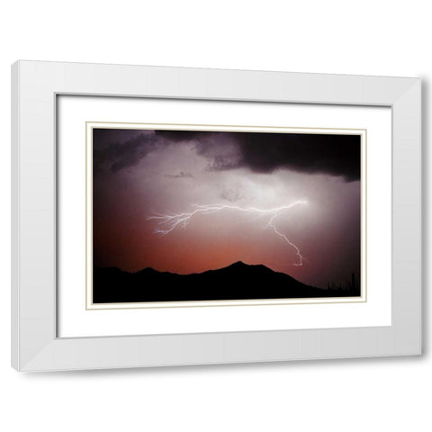 Mountian Lightning White Modern Wood Framed Art Print with Double Matting by Taylor, Douglas