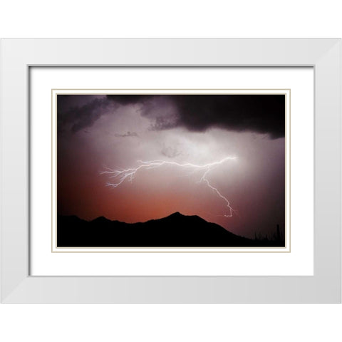 Mountian Lightning White Modern Wood Framed Art Print with Double Matting by Taylor, Douglas
