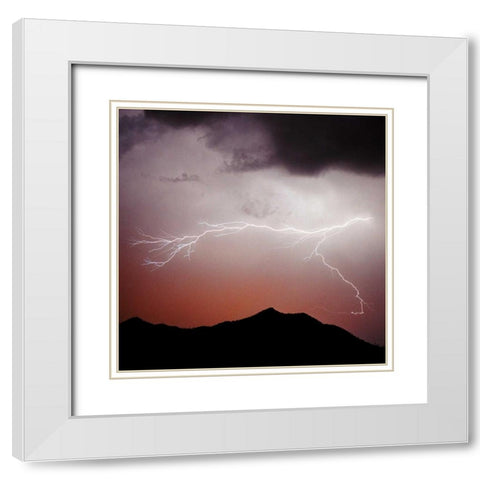 Mountian Lightning Sq. White Modern Wood Framed Art Print with Double Matting by Taylor, Douglas