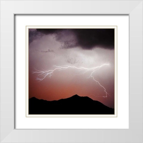 Mountian Lightning Sq. White Modern Wood Framed Art Print with Double Matting by Taylor, Douglas