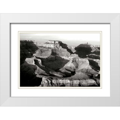 Grand Canyon Dawn IV BW White Modern Wood Framed Art Print with Double Matting by Taylor, Douglas