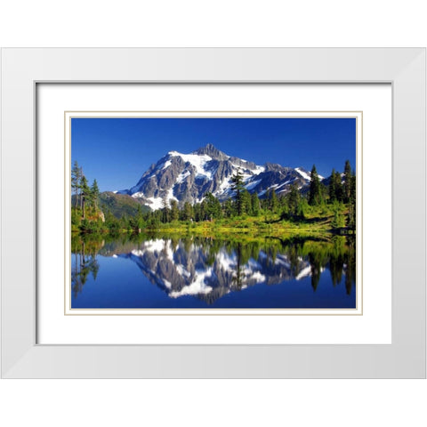 Shuksan Reflections I White Modern Wood Framed Art Print with Double Matting by Taylor, Douglas