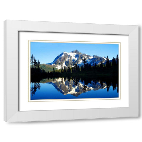 Shuksan Reflections II White Modern Wood Framed Art Print with Double Matting by Taylor, Douglas