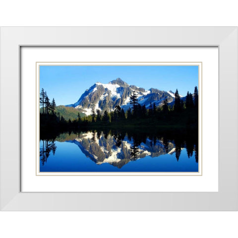 Shuksan Reflections II White Modern Wood Framed Art Print with Double Matting by Taylor, Douglas