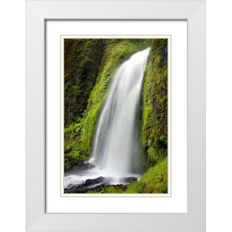 Wahkeena Falls White Modern Wood Framed Art Print with Double Matting by Taylor, Douglas