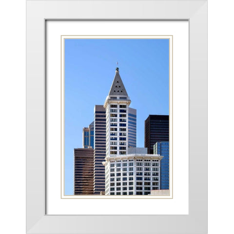 Smith Tower White Modern Wood Framed Art Print with Double Matting by Taylor, Douglas